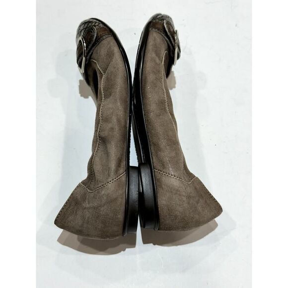 AGL Women's Reptile Print Suede Leather Ballet Flats Taupe Size 37 - Picture 4 of 13